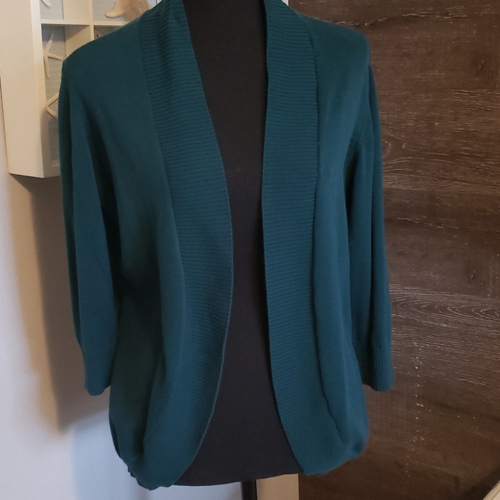 S/S Teal Buttonless Cardigan